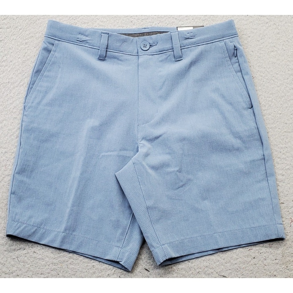 FLX‎ Golf Performance Shorts Mens 30 Blue Mesh Quick Dry 4-Way Stretch 8" Inseam